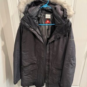 Columbia Women's Dark Gray Ski Jacket with Faux Fur Trim